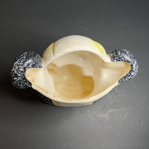 Vintage MCM 1950s Napco Black Pink & Yellow Speckled Ceramic Teddy Bear Planter - Picture 7 of 10